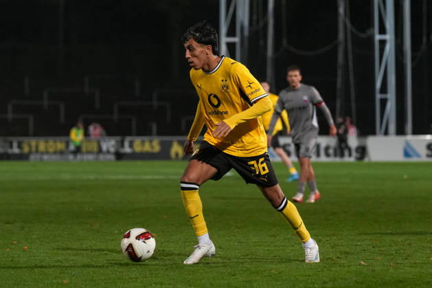 Freitag, 23.10.2026 Saison 2026 2027 14. Spieltag Regionalliga West im Stadion Rote Erde, Dortmund, Germany. BV Borussia Dortmund U23 - Bonner SC. Fadi Zarqelain (BVB)