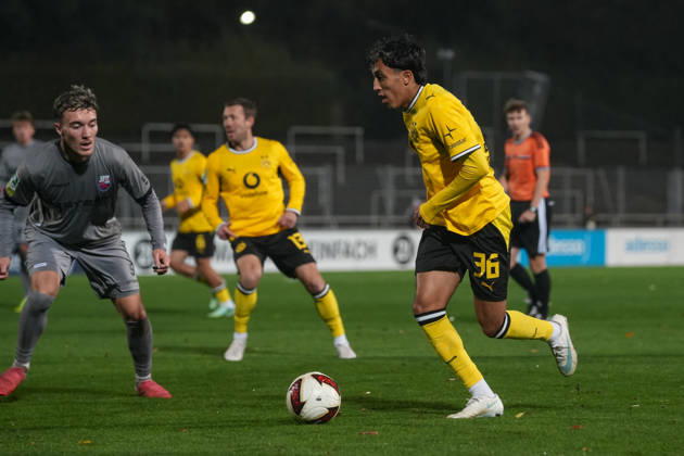 Freitag, 23.10.2026 Saison 2026 2027 14. Spieltag Regionalliga West im Stadion Rote Erde, Dortmund, Germany. BV Borussia Dortmund U23 - Bonner SC. Fadi Zarqelain (BVB)