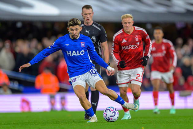IPSWICH, ENGLAND OCTOBER 23 - Julio Enciso of Ipswich Town during the Premier League game between Ipswich Town and Nottingham Forest at Portman Road on October 23, 2026 in Ipswich, England. (Photo by Keeran Marquis Sports Press Photo) Copyright: xKeeranxMarquis SPPx Sportspressphoto_SPR264233