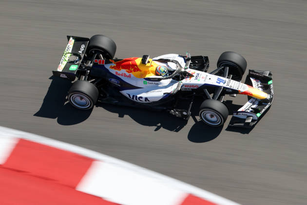 AUSTIN, TX - OCTOBER 23: Arvid Lindblad (41) of Great Britain and Visa Cash App Racing Bulls Formula One Team speeds through turn 17 during the first practice session of the Formula 1 MSC Cruises United States Grand Prix on October 23, 2026, at Circuit of The Americas in Austin, Texas.(Photo by David Buono Icon Sportswire) AUTO: OCT 23 F1 United States Grand Prix EDITORIAL USE ONLY Icon2610230191