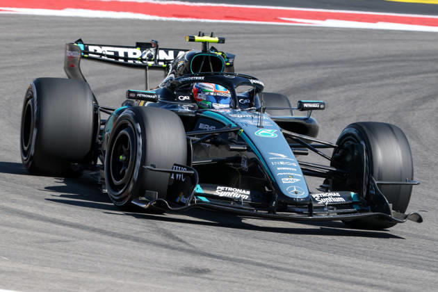 AUSTIN, TX - OCTOBER 23: Andrea Kimi Antonelli (12) of Italy and Mercedes-AMG PETRONAS Formula One Team speeds through turn 15 during the first practice session of the Formula 1 MSC Cruises United States Grand Prix on October 23, 2026, at Circuit of The Americas in Austin, Texas.(Photo by David Buono Icon Sportswire) AUTO: OCT 23 F1 United States Grand Prix EDITORIAL USE ONLY Icon2610230181