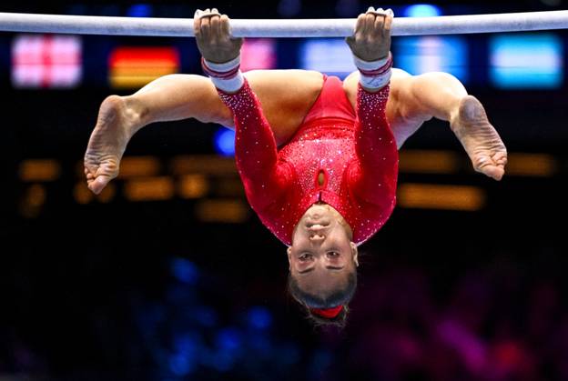 Netherlands Artistic Gymnastics World Championships 9271451 23.10.2026 Algeria s Kaylia Nemour competes on the uneven bars during the women s individual all-around final at the 2026 World Artistic Gymnastics Championships in Rotterdam, the Netherlands. Alexey Filippov Sputnik Rotterdam Netherlands  Copyright: xAlexeyxFilippovx