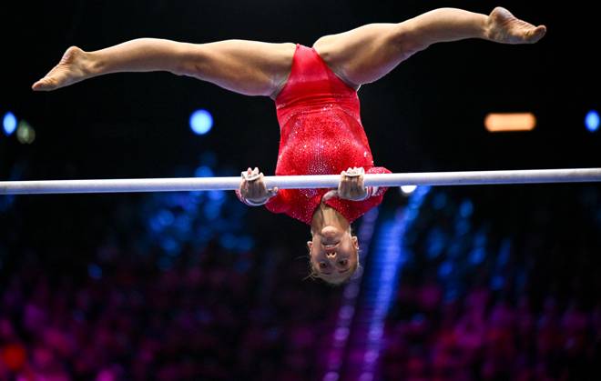 Netherlands Artistic Gymnastics World Championships 9271452 23.10.2026 Algeria s Kaylia Nemour competes on the uneven bars during the women s individual all-around final at the 2026 World Artistic Gymnastics Championships in Rotterdam, the Netherlands. Alexey Filippov Sputnik Rotterdam Netherlands  Copyright: xAlexeyxFilippovx