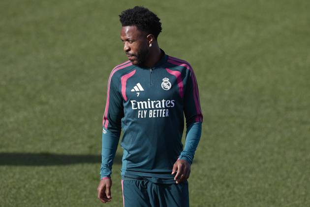 October 24, 2026, Madrid, Spain: Vinicius Junior (Real Madrid CF) is seen in action during a training session on the eve of the LaLiga EA SPORTS 2026 2027 match between FC Barcelona, Barca and Real Madrid CF..Real Madrid CF is holding its final training session ahead of its tenth LaLiga game. Madrid Spain - ZUMAs197 20261024_aaa_s197_025 Copyright: xFedericoxTitonex
