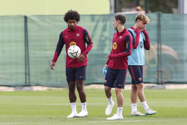 October 24, 2026, Sant Joan Despi, Barcelona, Spain: Karim Adeyemi and Gavi of FC Barcelona, Barca during the training day of FC Barcelona ahead the Spanish League, Laliga EA Sports, football match against Real Madrid CF at Ciudad Esportiva Joan Gamper on October 24, 2026 in Sant Joan Despi, Barcelona, Spain. Sant Joan Despi Spain - ZUMAa181 20261024_zaa_a181_010 Copyright: xJavierxBorregox