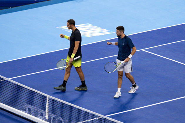 TENNIS : ATP, Tennis Herren 250 - Grand Prix Tennis AURA - Decines (France) 24 10 2026 Théo Arribagé and Albano Olivetti defeat Matisse Bobichon and Kilian Feldbausch (6-2, 7-5) to reach the Grand Prix Auvergne Rhône-Alpes doubles final at the LDLC Arena in Décines on October 24, 2026. Photo Sandrine Thesillat PsNewZ  Copyright: xSandrinexTHESILLATx