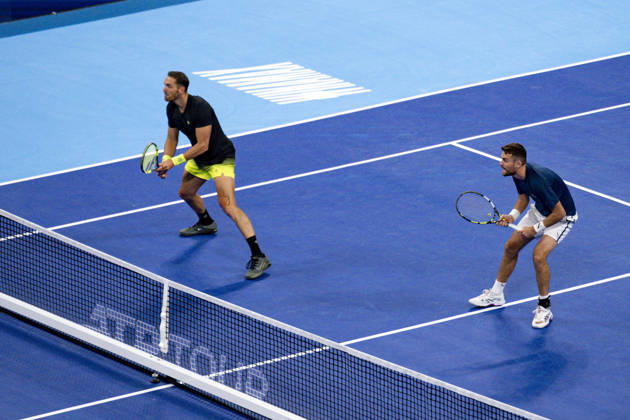 TENNIS : ATP, Tennis Herren 250 - Grand Prix Tennis AURA - Decines (France) 24 10 2026 Théo Arribagé and Albano Olivetti defeat Matisse Bobichon and Kilian Feldbausch (6-2, 7-5) to reach the Grand Prix Auvergne Rhône-Alpes doubles final at the LDLC Arena in Décines on October 24, 2026. Photo Sandrine Thesillat PsNewZ  Copyright: xSandrinexTHESILLATx