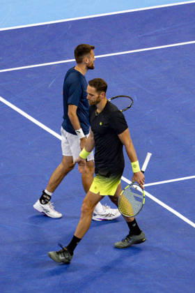 TENNIS : ATP, Tennis Herren 250 - Grand Prix Tennis AURA - Decines (France) 24 10 2026 Théo Arribagé and Albano Olivetti defeat Matisse Bobichon and Kilian Feldbausch (6-2, 7-5) to reach the Grand Prix Auvergne Rhône-Alpes doubles final at the LDLC Arena in Décines on October 24, 2026. Photo Sandrine Thesillat PsNewZ  Copyright: xSandrinexTHESILLATx