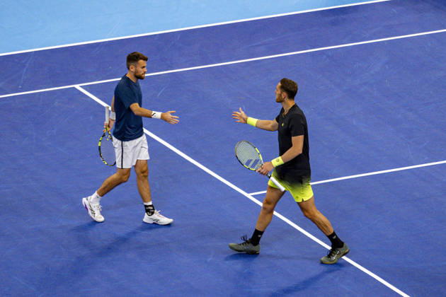 TENNIS : ATP, Tennis Herren 250 - Grand Prix Tennis AURA - Decines (France) 24 10 2026 Théo Arribagé and Albano Olivetti defeat Matisse Bobichon and Kilian Feldbausch (6-2, 7-5) to reach the Grand Prix Auvergne Rhône-Alpes doubles final at the LDLC Arena in Décines on October 24, 2026. Photo Sandrine Thesillat PsNewZ  Copyright: xSandrinexTHESILLATx