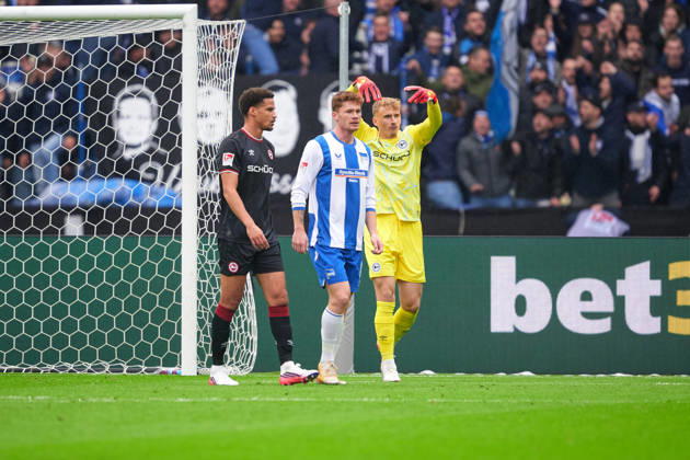 Jonas Kersken (Arminia Bielefeld, 01), GER, Hertha BSC vs. Arminia Bielefeld, 2. Bundesliga, Saison 2026 27, 09. Spieltag, 24.10.2026 (DFL REGULATIONS PROHIBIT ANY USE OF PHOTOGRAPHS AS IMAGE SEQUENCES AND OR QUASI - VIDEO). GER, Hertha BSC vs. Arminia Bielefeld, 2. Bundesliga, Saison 2026 27, 09. Spieltag, 24.10.2026 Berlin