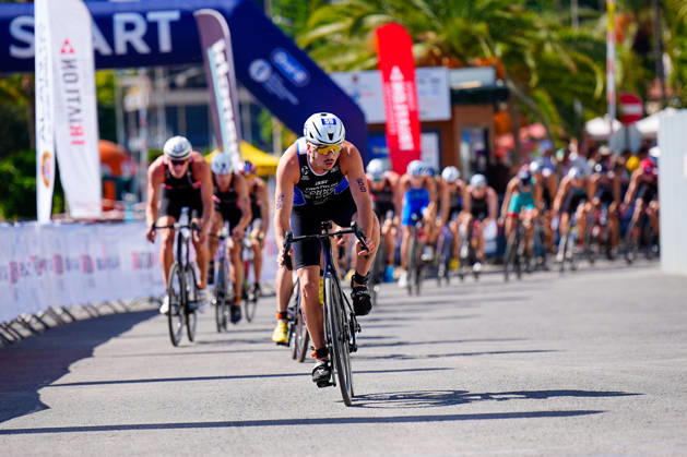 2026 Europe Triathlon Cup Alanya ANTALYA, TURKEY - OCTOBER 24: Gabin Yonnet of France leads a group of athletes in the bike leg during the elite men race of 2026 Europe Triathlon Cup Alanya on October 24, 2026 in Antalya, Turkey. Antalya Turkey Copyright: xFikretxOzgur PSxImagesxFikretxOzgur PSxImagesx