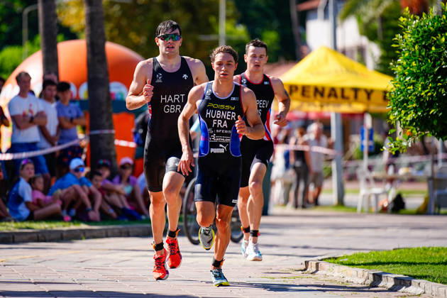2026 Europe Triathlon Cup Alanya ANTALYA, TURKEY - OCTOBER 24: Martin Hubner of France leads a group of athletes in the run leg during the elite men race of 2026 Europe Triathlon Cup Alanya on October 24, 2026 in Antalya, Turkey. Antalya Turkey Copyright: xFikretxOzgur PSxImagesxFikretxOzgur PSxImagesx