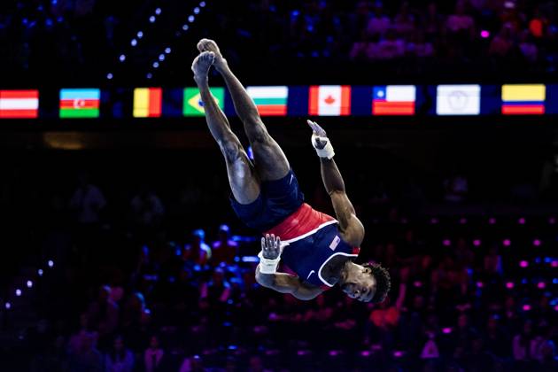 ROTTERDAM - Frederick Richard (USA) in action during the floor apparatus final at the World Gymnastics Championships in Rotterdam Ahoy. IRIS VAN DEN BROEK ANP xVIxANPxSportx xxANPxIVx 573460574 originalFilename: 573460574.jpg