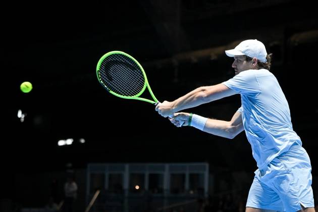Bart Stevens of the Netherlands pictured in action during the semi double final of the European Open ATP, Tennis Herren tennis tournament in Brussels, on Saturday 24 October 2026. This year s edition of the tournament is taking place from 17 to 25 October ELIASxROM  x190866217x
