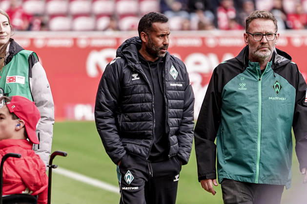 Deutschland: Fussball Saison 2026 2027 , 1. Bundesliga , 7. Spieltag , 1. FSV Mainz 05 vs. SV Werder Bremen - Mewa Arena (Mainz) : Daniel Thioune (Trainer, SV Werder Bremen) Mimik, Gesichtsausdruck, Emotion Mainz Mewa Arena Deutschland Germany Copyright: xBennetxLongx