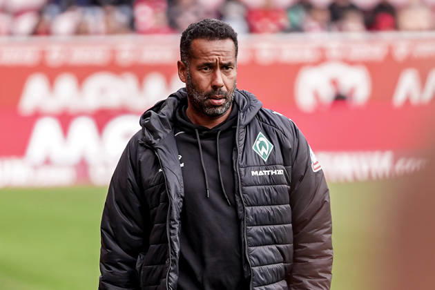 Deutschland: Fussball Saison 2026 2027 , 1. Bundesliga , 7. Spieltag , 1. FSV Mainz 05 vs. SV Werder Bremen - Mewa Arena (Mainz) : Daniel Thioune (Trainer, SV Werder Bremen) Mimik, Gesichtsausdruck, Emotion Mainz Mewa Arena Deutschland Germany Copyright: xBennetxLongx