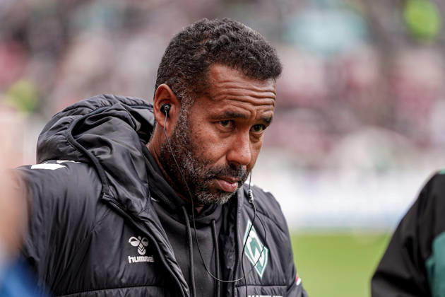Deutschland: Fussball Saison 2026 2027 , 1. Bundesliga , 7. Spieltag , 1. FSV Mainz 05 vs. SV Werder Bremen - Mewa Arena (Mainz) : Daniel Thioune (Trainer, SV Werder Bremen) Mimik, Gesichtsausdruck, Emotion Mainz Mewa Arena Deutschland Germany Copyright: xBennetxLongx