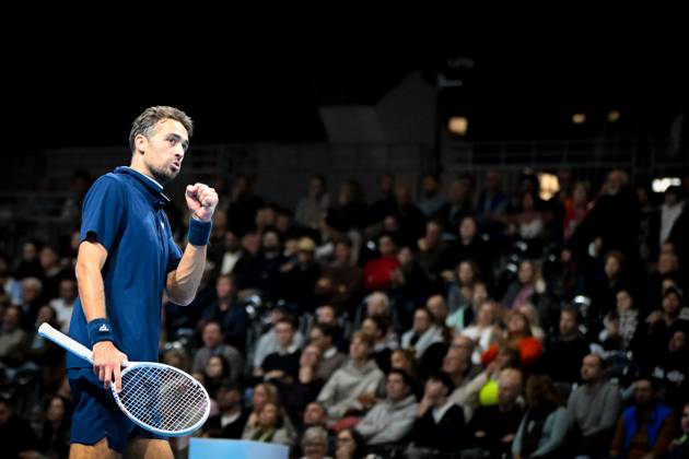 David Pel of the Netherlands celebrates during the semi double final of the European Open ATP, Tennis Herren tennis tournament in Brussels, on Saturday 24 October 2026. This year s edition of the tournament is taking place from 17 to 25 October ELIASxROM  x190867551x