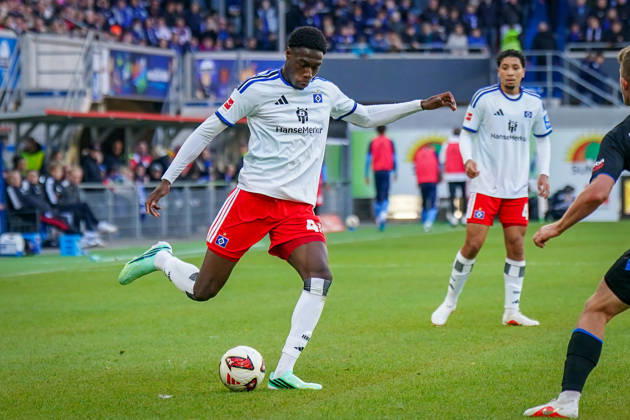Deutschland: Fussball Bundesliga 2026 - 2027, 7. Spieltag - SC Paderborn vs Hamburger SV - Home-Deluxe-Arena (Paderborn): Shafiq Nandja (Hamburger SV, 43) Copyright: xJOERANxSTEINSIEKx