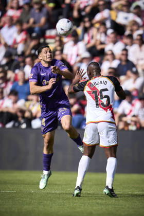 October 24, 2026, Madrid, Madrid, Spain: Mujaid Sadick of Rayo Vallecano and Bambo Diaby of Elche CF in action during the Spanish League, LaLiga EA Sports, football match played between Rayo Vallecano and Elche CF at Vallecas stadium on October 24, 2026, in Madrid, Spain. Rayo Vallecano V Elche CF - LaLiga EA Sports  - ZUMAa181 20261024_zaa_a181_168 Copyright: xAngelxPerezxMecax
