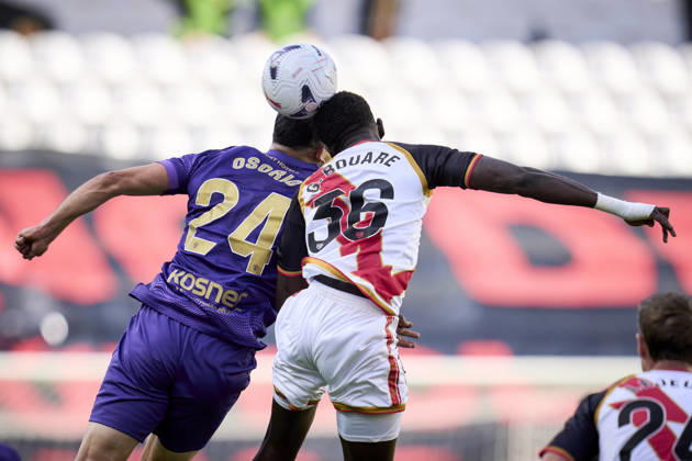 October 24, 2026, Madrid, Madrid, Spain: Abiel Osorio of Elche CF and Gnangoro Bouare of Rayo Vallecano in action during the Spanish League, LaLiga EA Sports, football match played between Rayo Vallecano and Elche CF at Vallecas stadium on October 24, 2026, in Madrid, Spain. Rayo Vallecano V Elche CF - LaLiga EA Sports  - ZUMAa181 20261024_zaa_a181_160 Copyright: xAngelxPerezxMecax