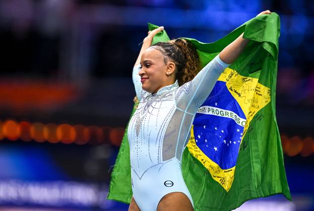 Netherlands Artistic Gymnastics World Championships 9272037 24.10.2026 Brazil s Rebeca Andrade reacts after competing in the women s vault final at the 2026 World Artistic Gymnastics Championships in Rotterdam, the Netherlands. Alexey Filippov Sputnik Rotterdam Netherlands  Copyright: xAlexeyxFilippovx
