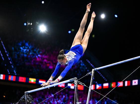 Netherlands Artistic Gymnastics World Championships 9272102 24.10.2026 Algeria s Kaylia Nemour competes in the women s uneven bars final at the 2026 World Artistic Gymnastics Championships in Rotterdam, the Netherlands. Alexey Filippov Sputnik Rotterdam Netherlands  Copyright: xAlexeyxFilippovx