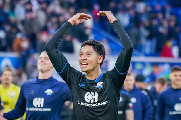 Deutschland: Fussball Bundesliga 2026 - 2027, 7. Spieltag - SC Paderborn vs Hamburger SV - Home-Deluxe-Arena (Paderborn): Santiago Castaneda (Paderborn 5) Freude, Emotionen, Jubel, Mimik, Gesichtsausdruck, Geste, Gestik, Emotion Copyright: xJOERANxSTEINSIEKx