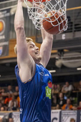 EasyCredit Basketball Bundesliga - 2026 2027 - Syntainics MBC vs. Rostock Seawolves Weissenfels, Deutschland 24.Oktober 2026: Im Bild:Bent Leuchten (Rostock) Weissenfels Stadthalle Weissenfels Sachsen-Anhalt Deutschland
