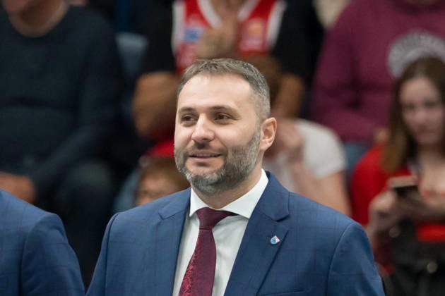 Vladimir Jovanovic (MBC, Head Coach), Syntainics MBC vs. Rostock Seawolves, BBL, Basketball Männer 1. Bundesliga, 6. Spieltag Saison 2026 27, 24.10.2026. Weißenfels Stadthalle Sachsen-Anhalt Deutschland
