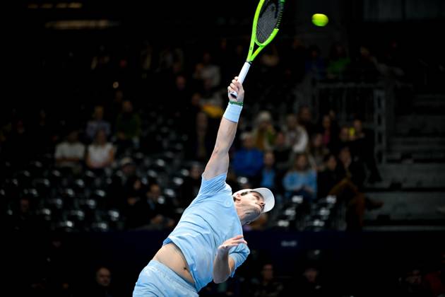 Bart Stevens of the Netherlands pictured in action during the semi double final of the European Open ATP, Tennis Herren tennis tournament in Brussels, on Saturday 24 October 2026. This year s edition of the tournament is taking place from 17 to 25 October ELIASxROM  x190870983x