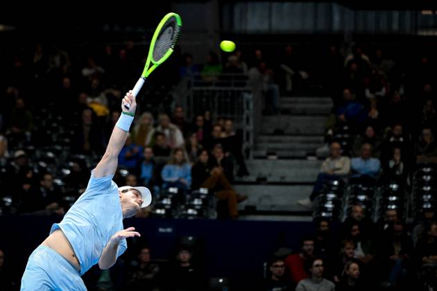 Bart Stevens of the Netherlands pictured in action during the semi double final of the European Open ATP, Tennis Herren tennis tournament in Brussels, on Saturday 24 October 2026. This year s edition of the tournament is taking place from 17 to 25 October ELIASxROM  x190870976x