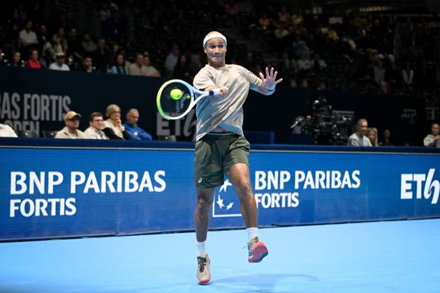 Sadio Doumbia of France pictured during the semi double final of the European Open ATP, Tennis Herren tennis tournament in Brussels, on Saturday 24 October 2026. This year s edition of the tournament is taking place from 17 to 25 October ELIASxROM  x190869933x