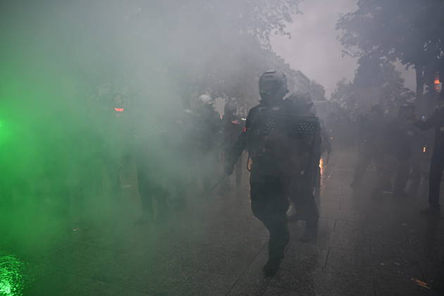 Police intervene in demonstrators amid ongoing protests in Paris PARIS, FRANCE - OCTOBER 24: Police clash with protesters with tear gas during a demonstration amid ongoing social and political tensions in Paris, France, on October 24, 2026. Mouneb Taim Anadolu Paris France. Editorial use only. Please get in touch for any other usage. Copyright: x2026xAnadoluxMounebxTaimx