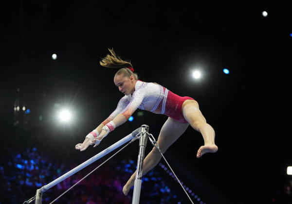 Elena Colas (France) at Uneven Bars, during Artistic Gymnastic, Day 8 World Championship, WM, Weltmeisterschaft at Ahoy, Rotterdam, Netherlands on October 24, 2026. DeFodi Images. -