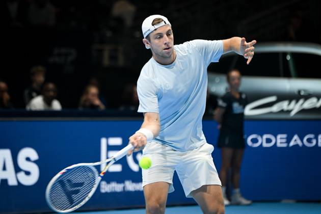 Dutch Tallon Griekspoor pictured in action during the semi final of the European Open ATP, Tennis Herren tennis tournament in Brussels, on Saturday 24 October 2026. This year s edition of the tournament is taking place from 17 to 25 October ELIASxROM  x190880420x