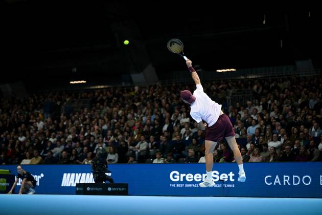 Argentinian Francisco Cerundolo pictured in action during the semi final of the European Open ATP, Tennis Herren tennis tournament in Brussels, on Saturday 24 October 2026. This year s edition of the tournament is taking place from 17 to 25 October ELIASxROM  x190885945x