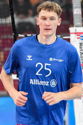 Andres Jefanov (Powervolleys Düren, 25) beim Aufwärmen, Einzelbild, Aktion, Action, 24.10.2026, Düren (Deutschland), Volleyball, 1. Bundesliga Männer, Hauptrunde, SWD Powervolleys Düren - WWK Volleys München
