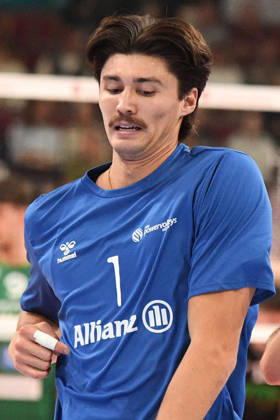 Kyle Paulson (Powervolleys Düren, 1) beim Aufwärmen, Einzelbild, Aktion, Action, 24.10.2026, Düren (Deutschland), Volleyball, 1. Bundesliga Männer, Hauptrunde, SWD Powervolleys Düren - WWK Volleys München