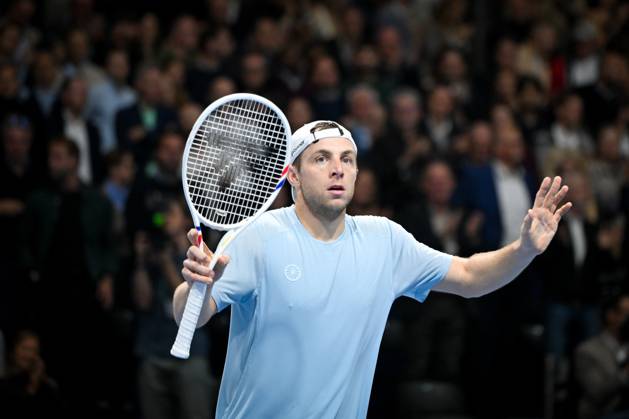 Dutch Tallon Griekspoor celebrates after winning the semi final of the European Open ATP, Tennis Herren tennis tournament in Brussels, on Saturday 24 October 2026. This year s edition of the tournament is taking place from 17 to 25 October ELIASxROM  x190895200x