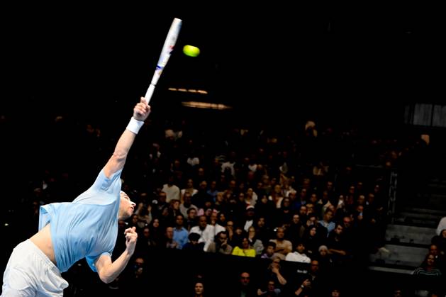 Dutch Tallon Griekspoor pictured in action during the semi final of the European Open ATP, Tennis Herren tennis tournament in Brussels, on Saturday 24 October 2026. This year s edition of the tournament is taking place from 17 to 25 October ELIASxROM  x190895207x