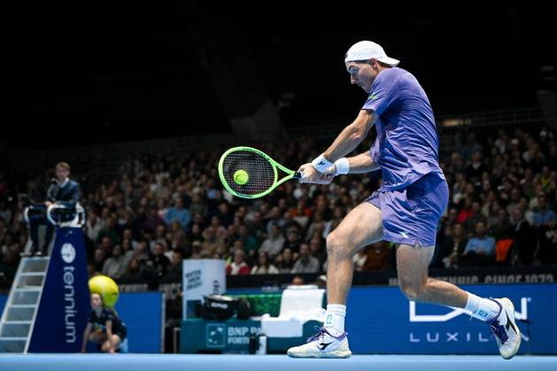 German Jan-Lennard Struff pictured in action during the semi final of the European Open ATP, Tennis Herren tennis tournament in Brussels, on Saturday 24 October 2026. This year s edition of the tournament is taking place from 17 to 25 October ELIASxROM  x190903936x