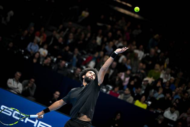 French Arthur Fils pictured in action during the semi final of the European Open ATP, Tennis Herren tennis tournament in Brussels, on Saturday 24 October 2026. This year s edition of the tournament is taking place from 17 to 25 October ELIASxROM  x190905747x