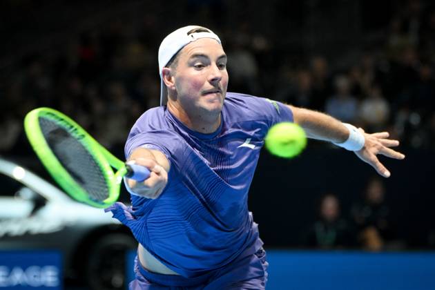 German Jan-Lennard Struff pictured in action during the semi final of the European Open ATP, Tennis Herren tennis tournament in Brussels, on Saturday 24 October 2026. This year s edition of the tournament is taking place from 17 to 25 October ELIASxROM  x190905906x