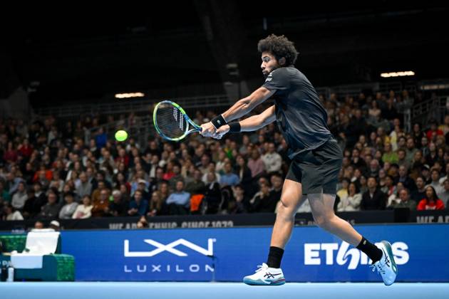 French Arthur Fils pictured in action during the semi final of the European Open ATP, Tennis Herren tennis tournament in Brussels, on Saturday 24 October 2026. This year s edition of the tournament is taking place from 17 to 25 October ELIASxROM  x190905916x