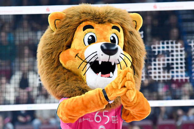 Wolly (Maskottchen Powervolleys Düren), Maskottchen, Glücksbringer, 24.10.2026, Düren (Deutschland), Volleyball, 1. Bundesliga Männer, Hauptrunde, SWD Powervolleys Düren - WWK Volleys München