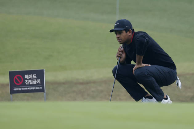 October 25, 2026, Cheonan, Chungnam, SOUTH KOREA: Oct 25, 2026-Cheonan, South Korea-Yurav PREMLALL of South Africa action on 1th Green during a DP World Tour Genesis Championship Final Round at Woo Jeong Hills CC in Cheonan, South Korea. DP Tour Genesis Championship Final Round  - ZUMAr168 20261025_aap_r168_013 Copyright: xRyuxSeung-Ilx