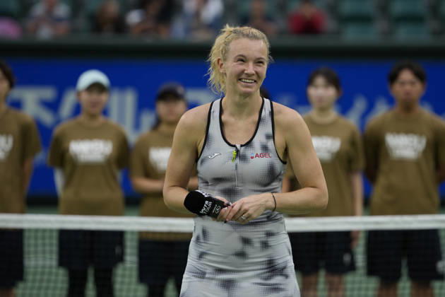 WTA, Tennis Damen Kinoshita Group Japan Open - Day 7 Katerina Siniakova of the Czech Republic speaks after defeating Ashlyn Krueger of the United States in the Singles Final at the 2026 Kinoshita Group Japan Open Women s tennis tournament at Utsubo Tennis Center in Osaka, Japan, on October 25, 2026. Osaka Japan  Copyright: xOwenxHammondx originalFilename:hammond-2026kino261025_np3G9.jpg