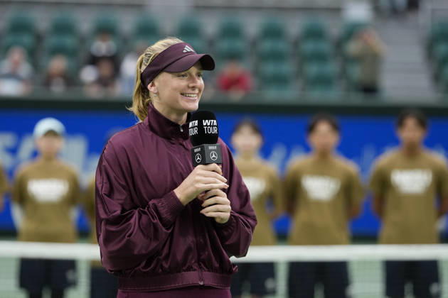 WTA, Tennis Damen Kinoshita Group Japan Open - Day 7 Ashlyn Krueger of the United States speaks after her singles final loss to Katerina Siniakova of the Czech Republic at the 2026 Kinoshita Group Japan Open Women s tennis tournament at Utsubo Tennis Center in Osaka, Japan, on October 25, 2026. Osaka Japan  Copyright: xOwenxHammondx originalFilename:hammond-2026kino261025_npefb.jpg
