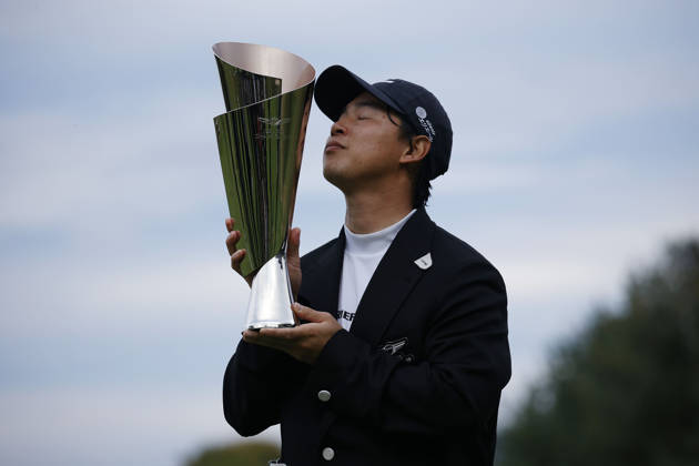 October 25, 2026, Cheonan, Chungnam, SOUTH KOREA: Oct 25, 2026-Cheonan, South Korea-Yuto KATSURAGAWA of Japan Trophy ceremony after final round on 18th Green during a DP World Tour Genesis Championship Final Round at Woo Jeong Hills CC in Cheonan, South Korea. DP Tour Genesis Championship Final Round  - ZUMAr168 20261025_aap_r168_059 Copyright: xRyuxSeung-Ilx
